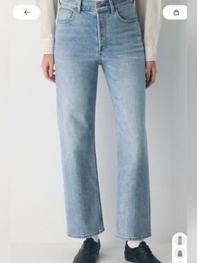 Denim Forum Jeans the Arlo HR Straight Leg in Light Blue Wash Women's size 30